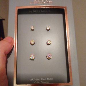 14kt gold flash plated cubic zirconia earrings